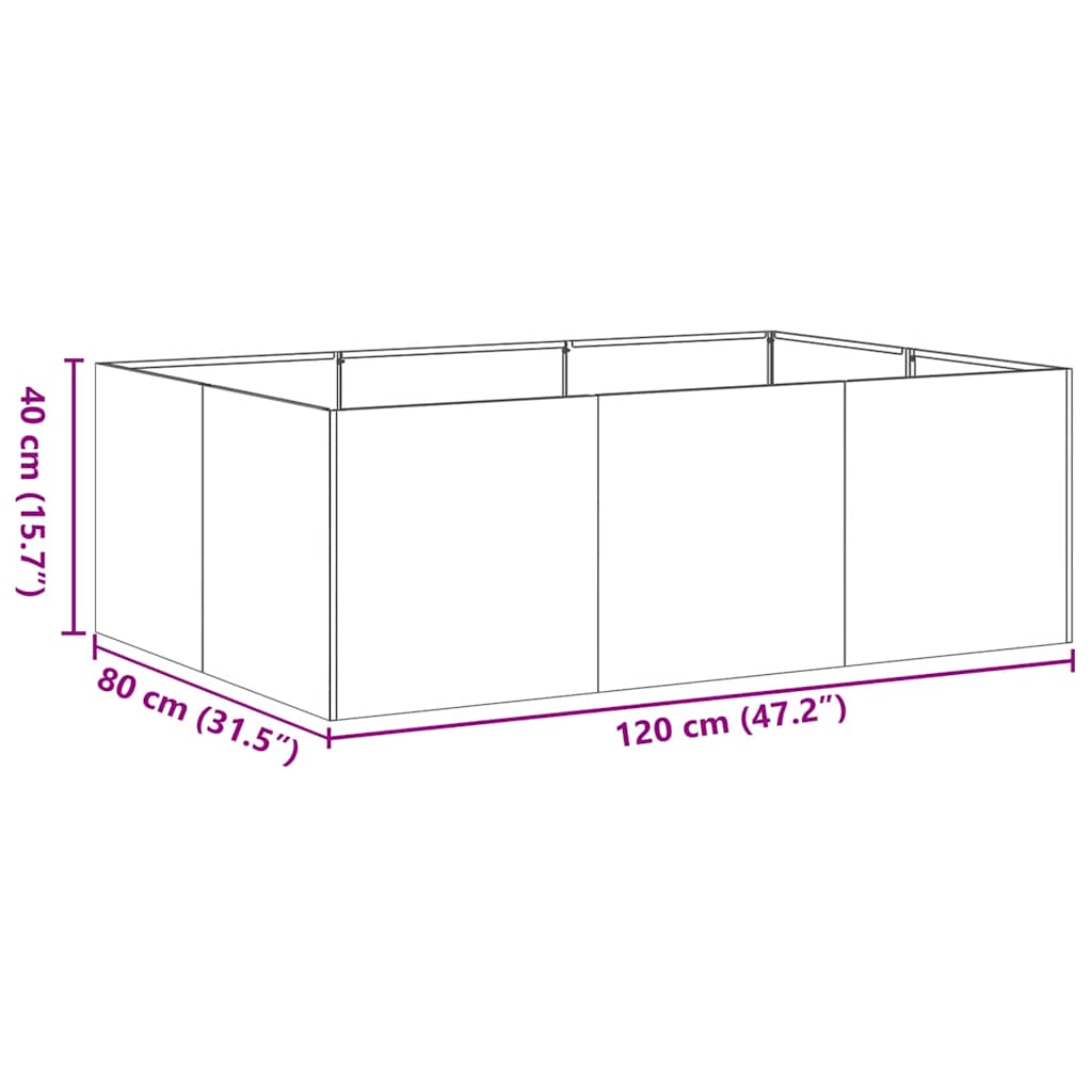 Vaso floreira 120x80x40 cm aço branco