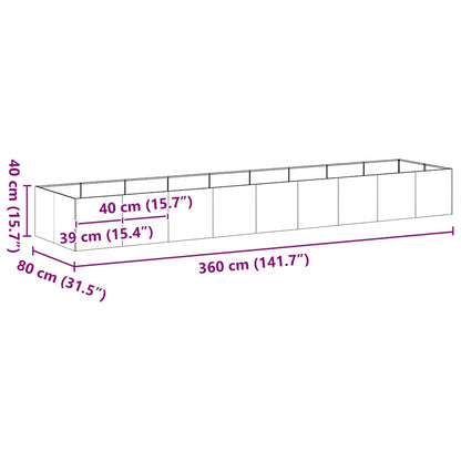 Vaso floreira 360x80x40 cm aço branco