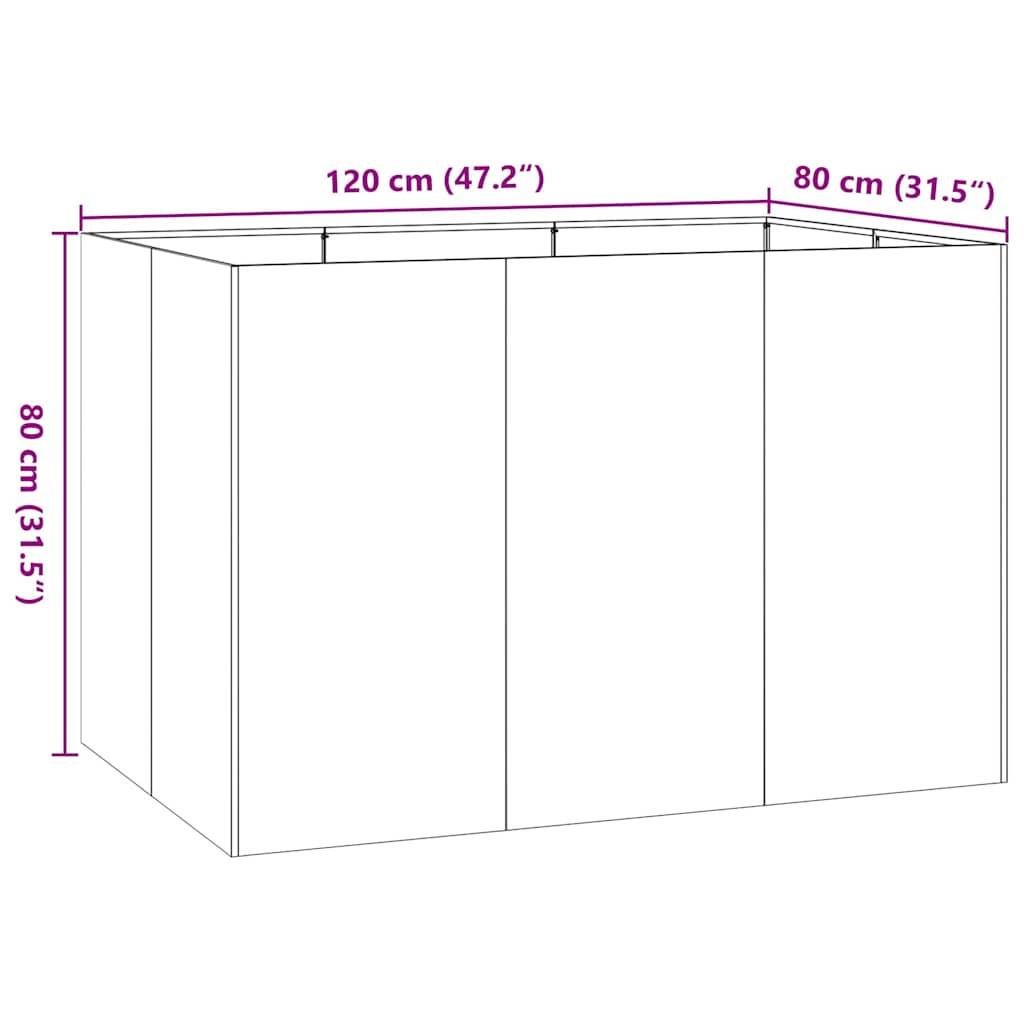 Vaso floreira 120x80x80 cm aço antracite