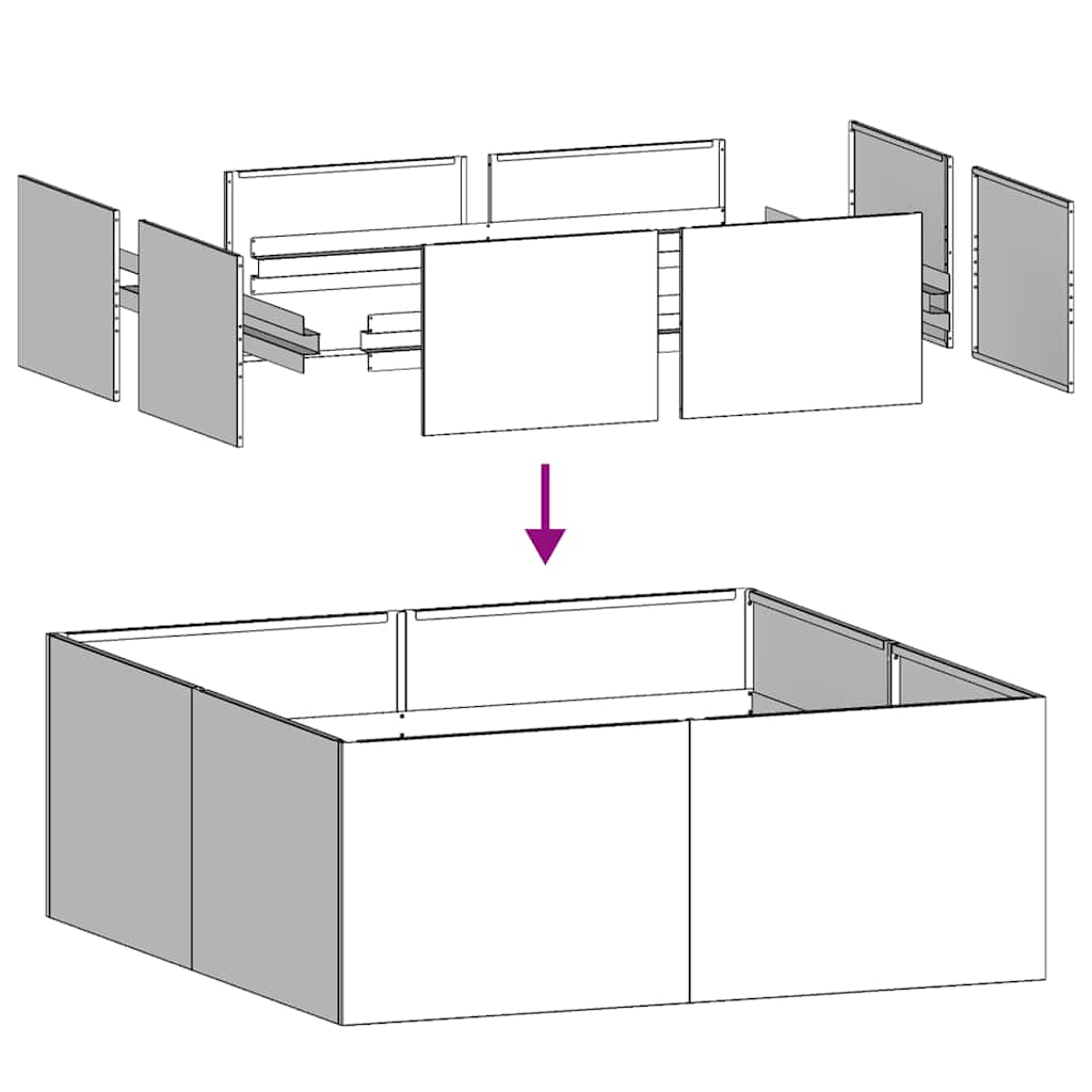 Vaso/floreira 80x80x30 cm aço branco