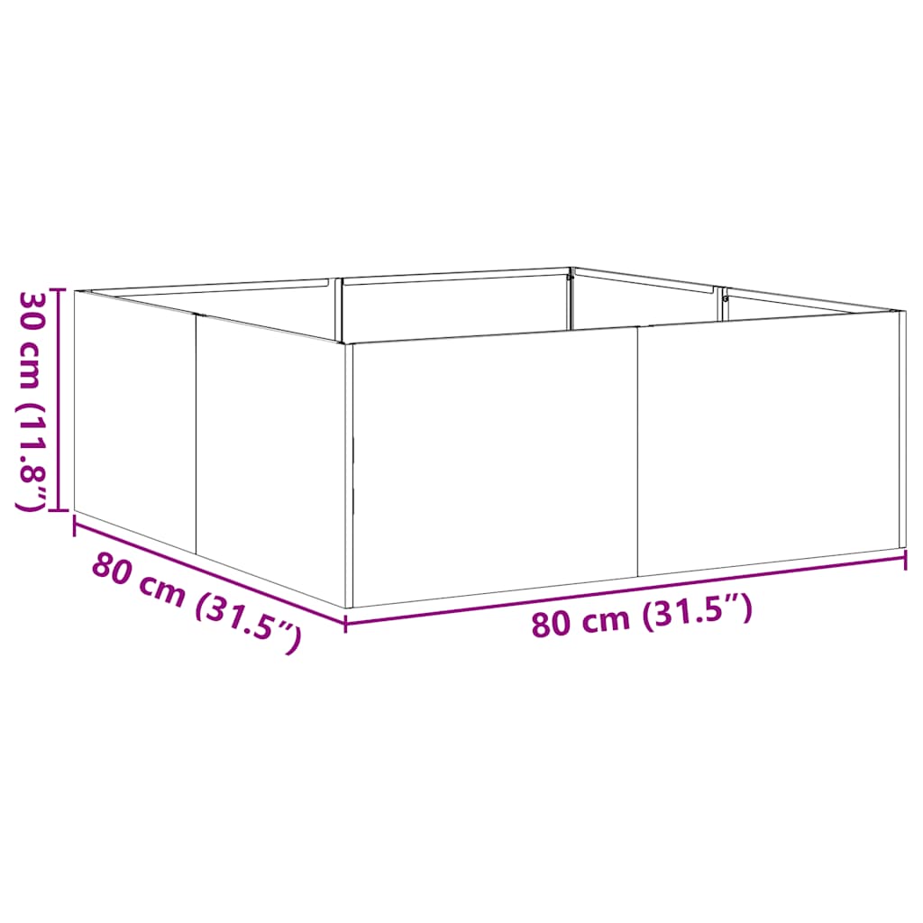 Vaso/floreira 80x80x30 cm aço branco