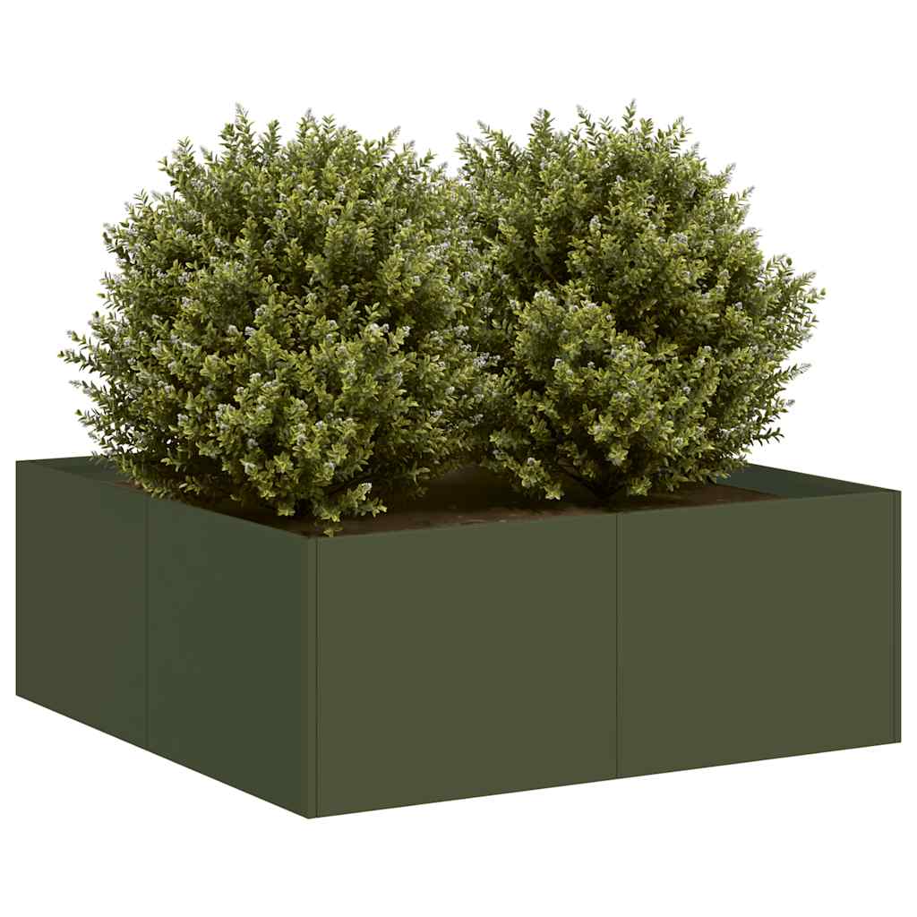 Vaso/floreira 80x80x30 cm aço verde azeitona