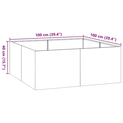 Floreira enferrujada 100x100x40 cm aço resistente