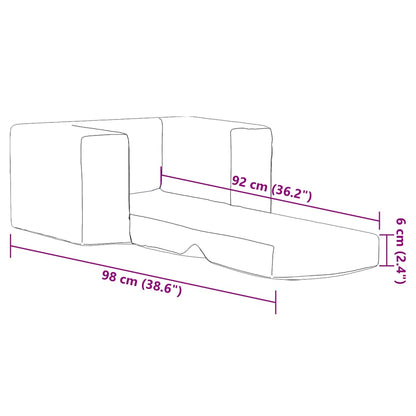 Sofá-cama infantil pelúcia macia cinzento-claro