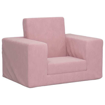 Sofá-cama infantil de pelúcia rosa