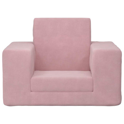 Sofá-cama infantil de pelúcia rosa