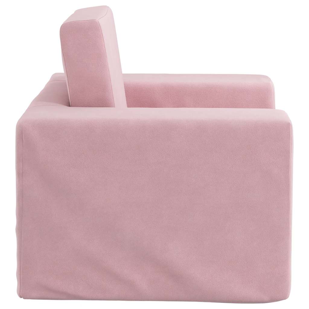 Sofá-cama infantil de pelúcia rosa