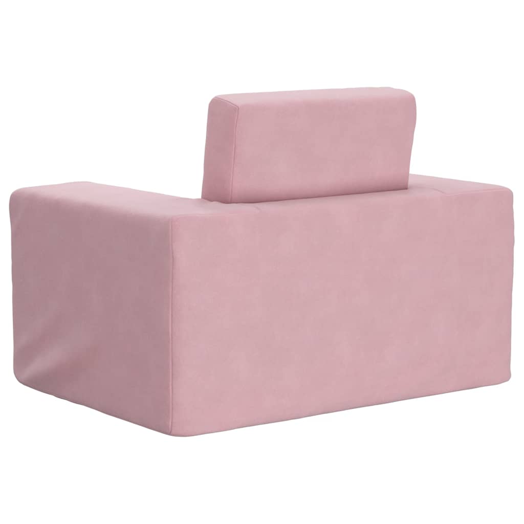 Sofá-cama infantil de pelúcia rosa