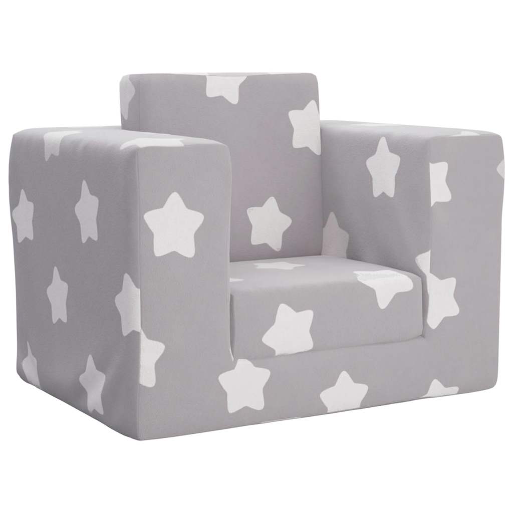 Sofá-cama infantil de c/ estrelas pelúcia cinzento-claro