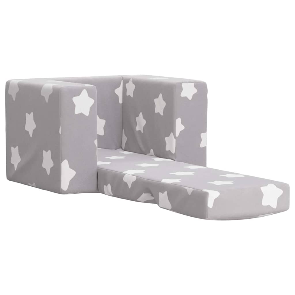 Sofá-cama infantil de c/ estrelas pelúcia cinzento-claro