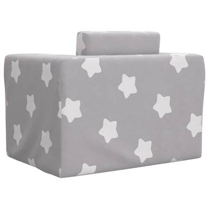 Sofá-cama infantil de c/ estrelas pelúcia cinzento-claro