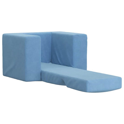 Sofá-cama infantil pelúcia macia azul