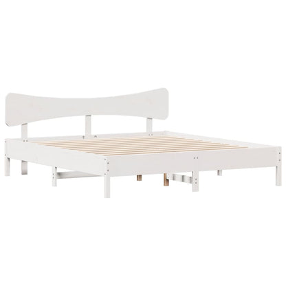 Cama sem colchão 200x200 cm madeira de pinho maciça branco