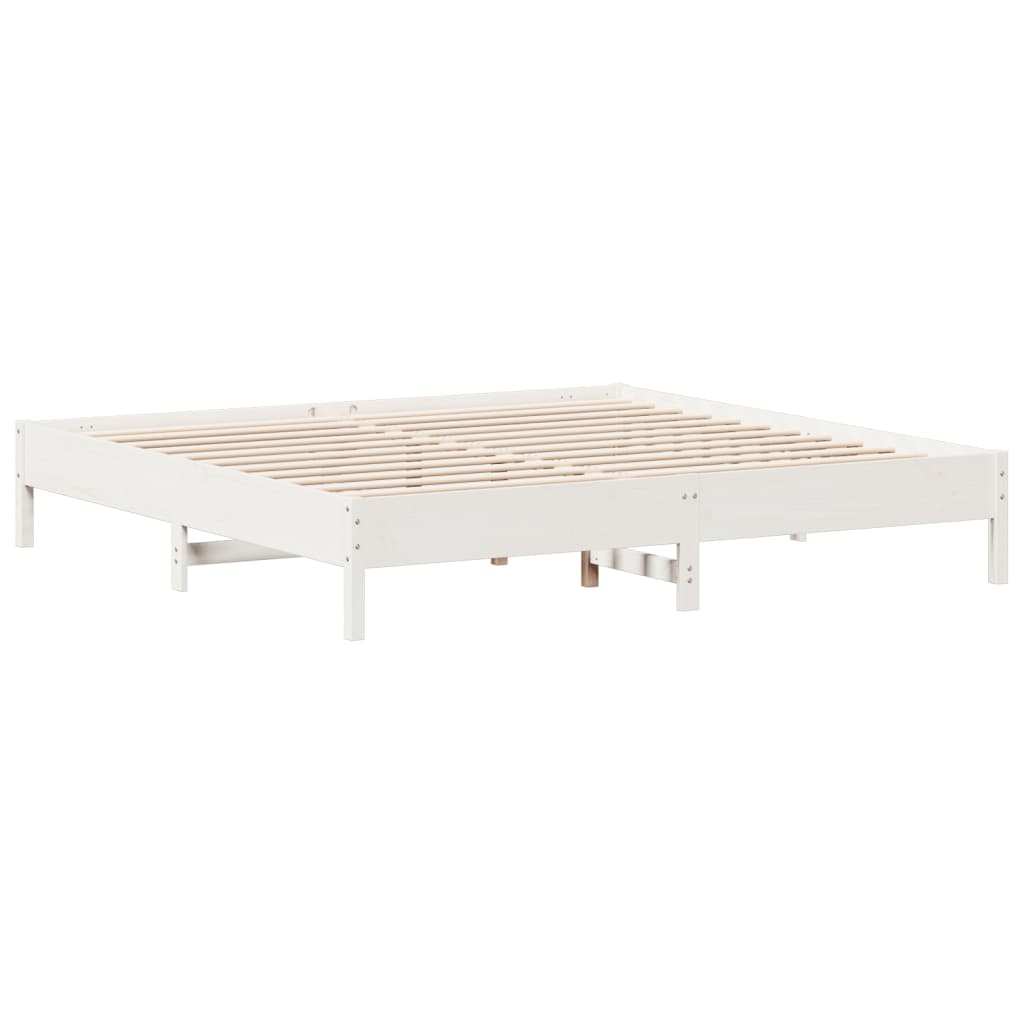 Cama sem colchão 180x200 cm madeira de pinho maciça branco