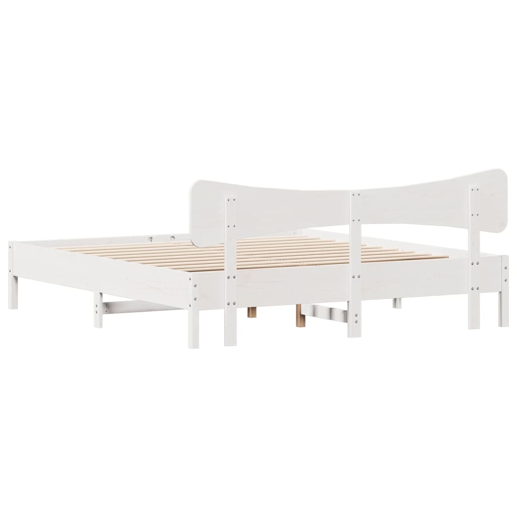 Cama sem colchão 180x200 cm madeira de pinho maciça branco