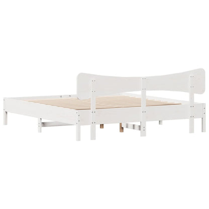 Cama sem colchão 180x200 cm madeira de pinho maciça branco