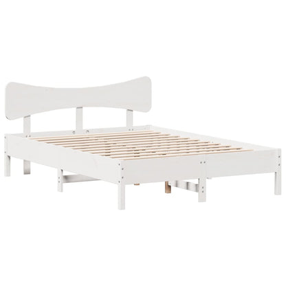 Cama sem colchão 150x200 cm madeira de pinho maciça branco