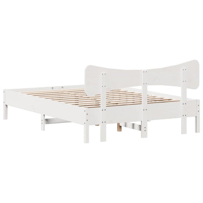 Cama sem colchão 120x200 cm madeira de pinho maciça branco