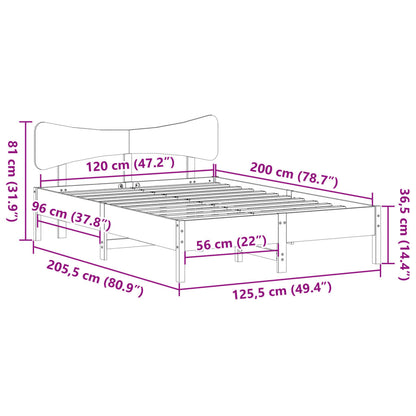 Cama sem colchão 120x200 cm madeira de pinho maciça branco