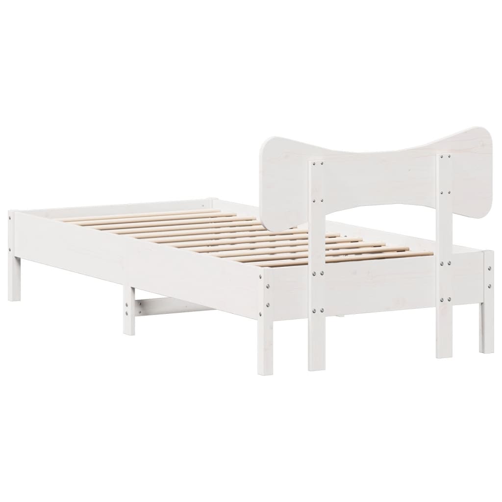 Cama sem colchão 100x200 cm madeira de pinho maciça branco