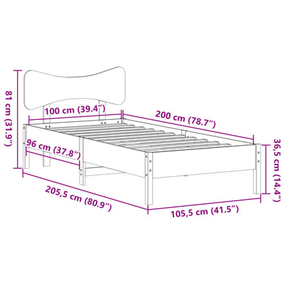 Cama sem colchão 100x200 cm pinho maciço castanho-mel