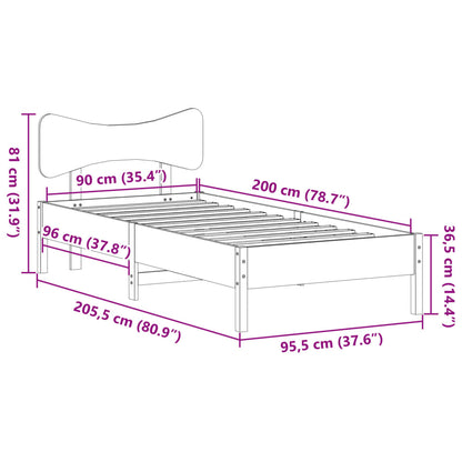 Cama sem colchão 90x200 cm madeira de pinho maciça