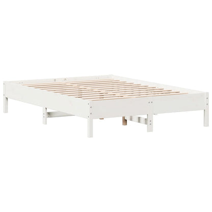 Cama sem colchão 140x190 cm madeira de pinho maciça branco