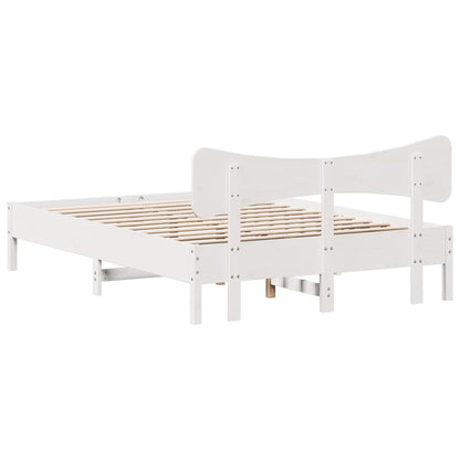 Cama sem colchão 140x190 cm madeira de pinho maciça branco