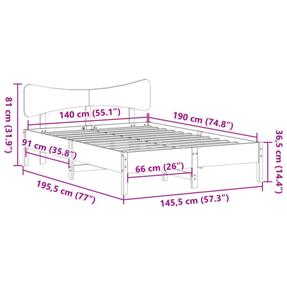 Cama sem colchão 140x190 cm madeira de pinho maciça branco