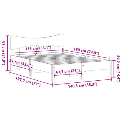 Cama sem colchão 135x190 cm madeira de pinho maciça