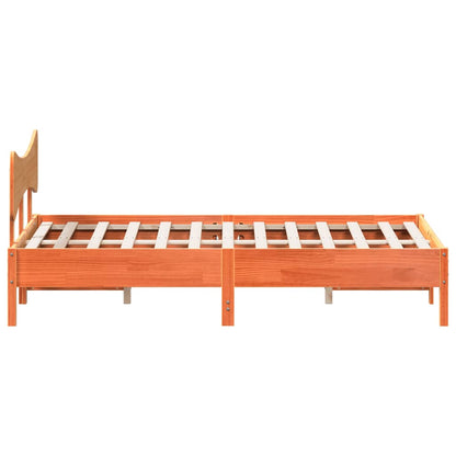 Cama sem colchão 135x190 cm madeira pinho maciça castanho-mel