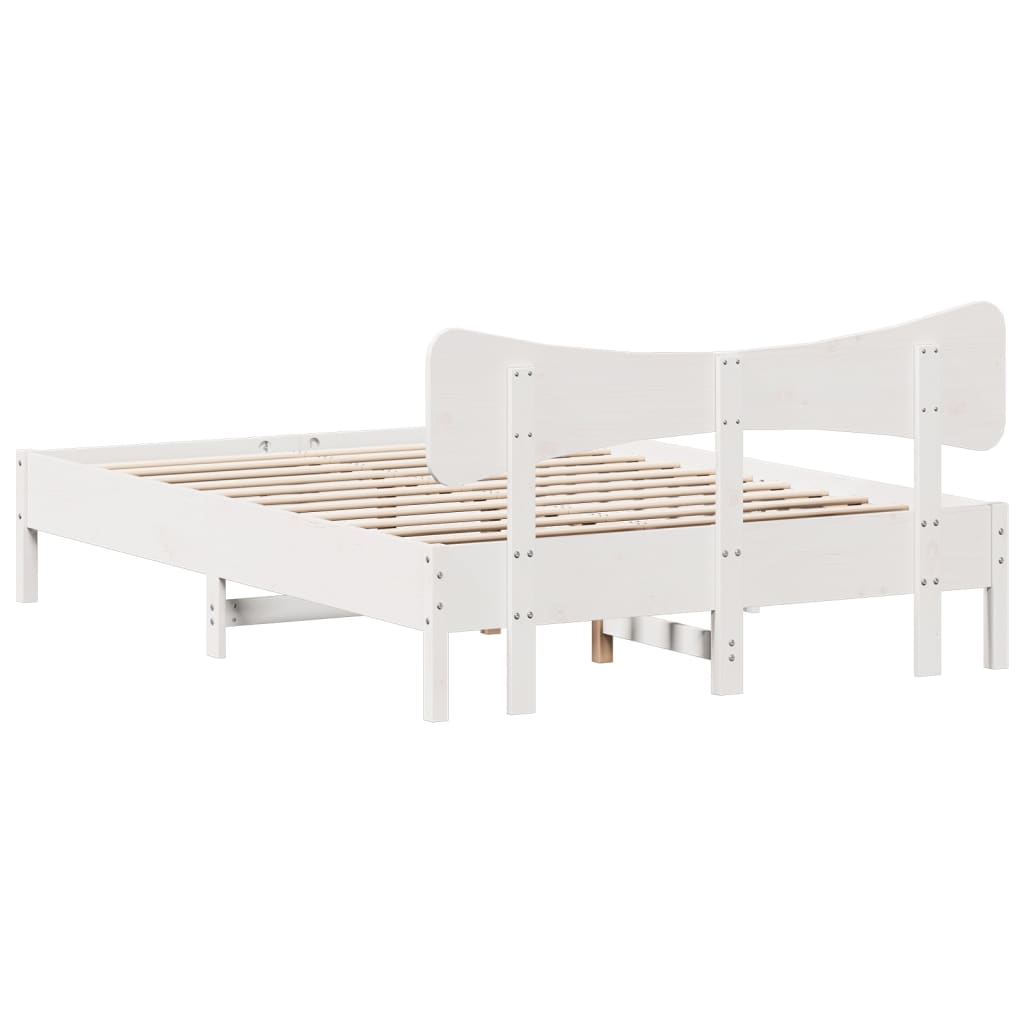 Cama sem colchão 120x190 cm madeira de pinho maciça branco