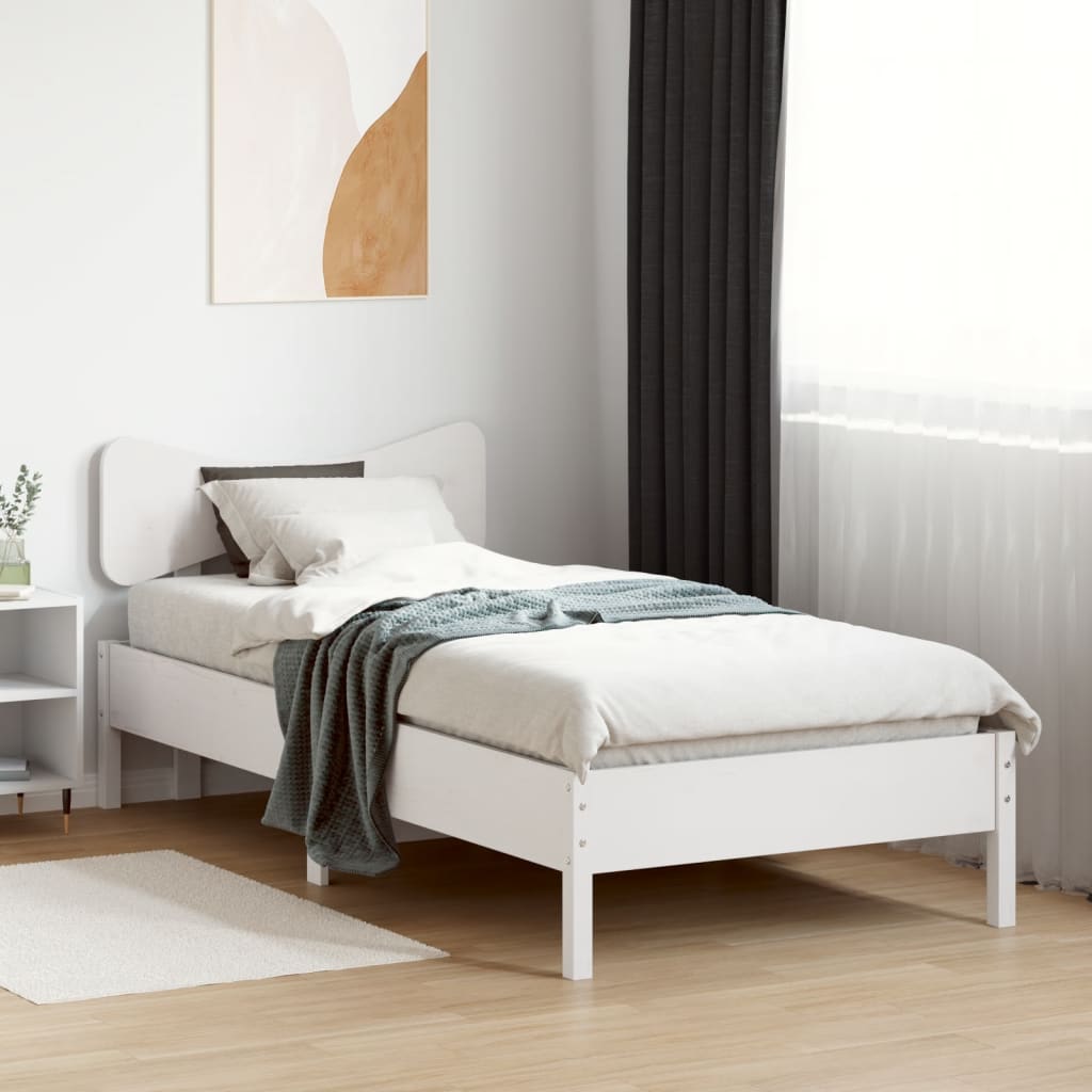 Cama sem colchão 90x190 cm madeira de pinho maciça branco