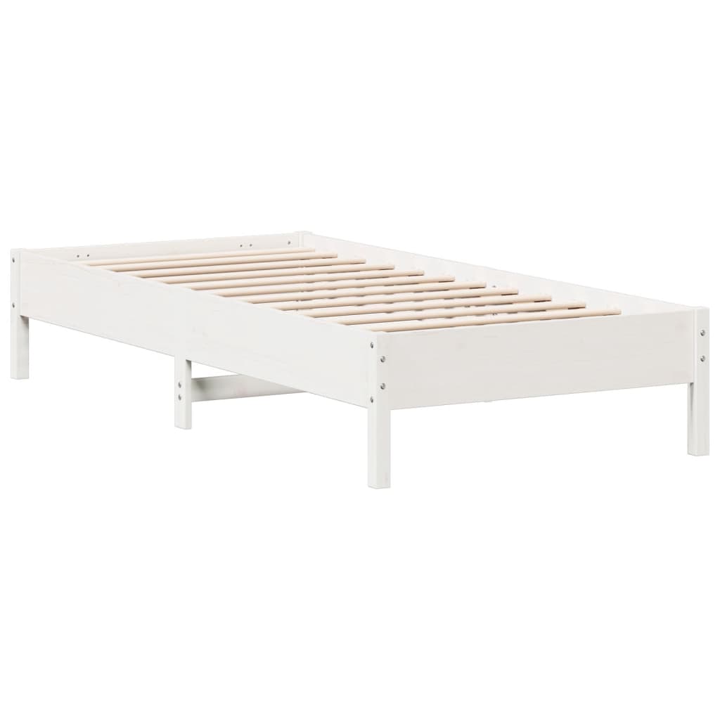 Cama sem colchão 90x190 cm madeira de pinho maciça branco