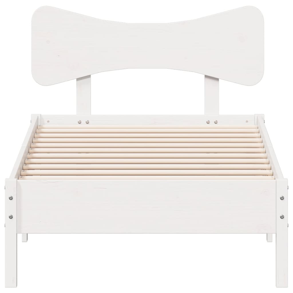 Cama sem colchão 75x190 cm madeira de pinho maciça branco