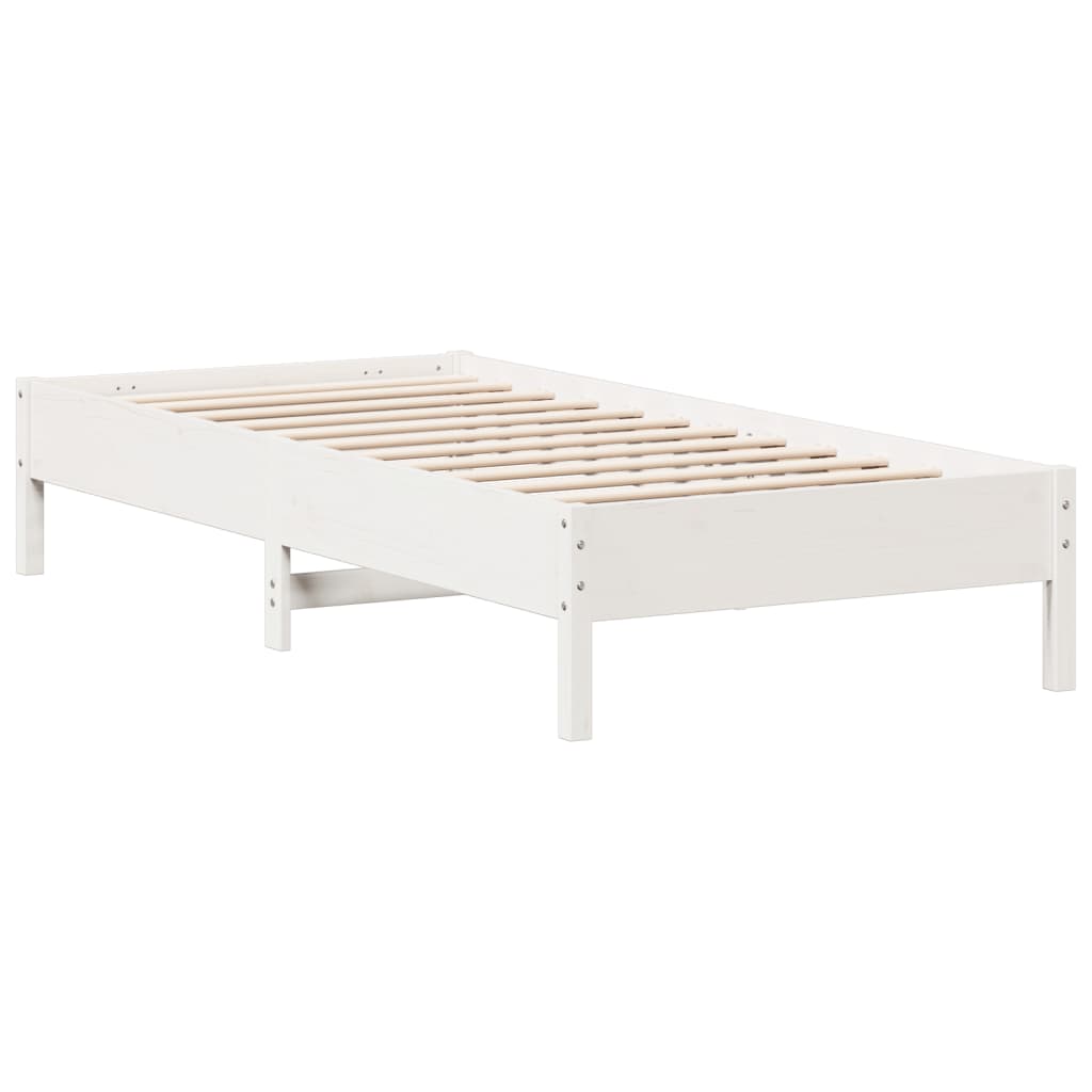 Cama sem colchão 75x190 cm madeira de pinho maciça branco