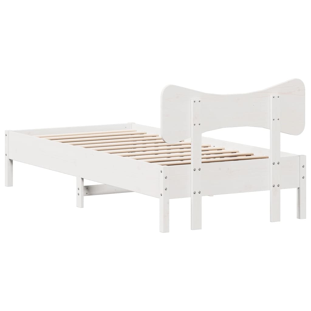 Cama sem colchão 75x190 cm madeira de pinho maciça branco