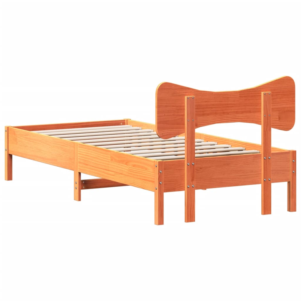 Cama sem colchão 75x190 cm madeira de pinho maciça castanho-mel