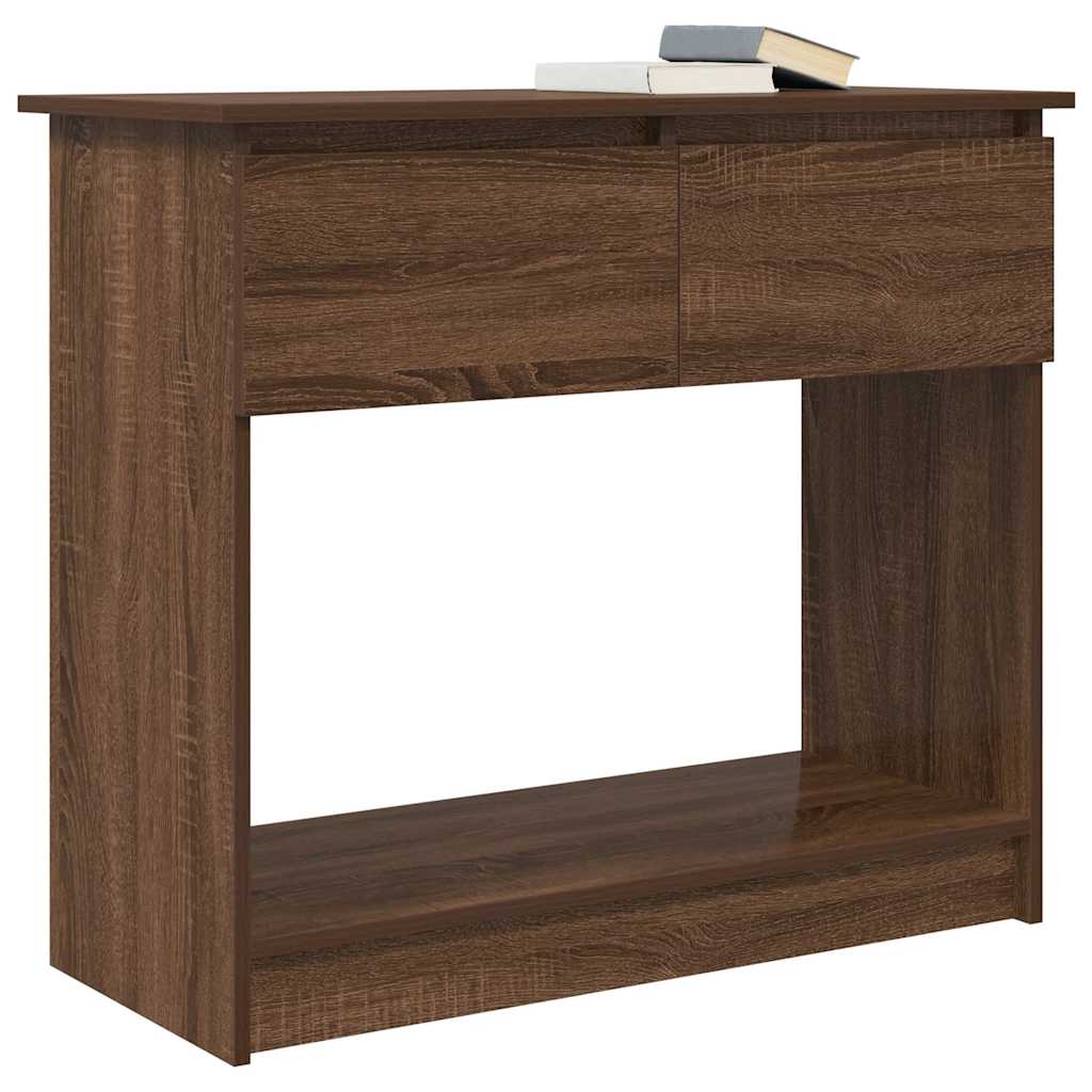 Mesa consola com gavetas 85,5x38,5x74,5 cm carvalho castanho