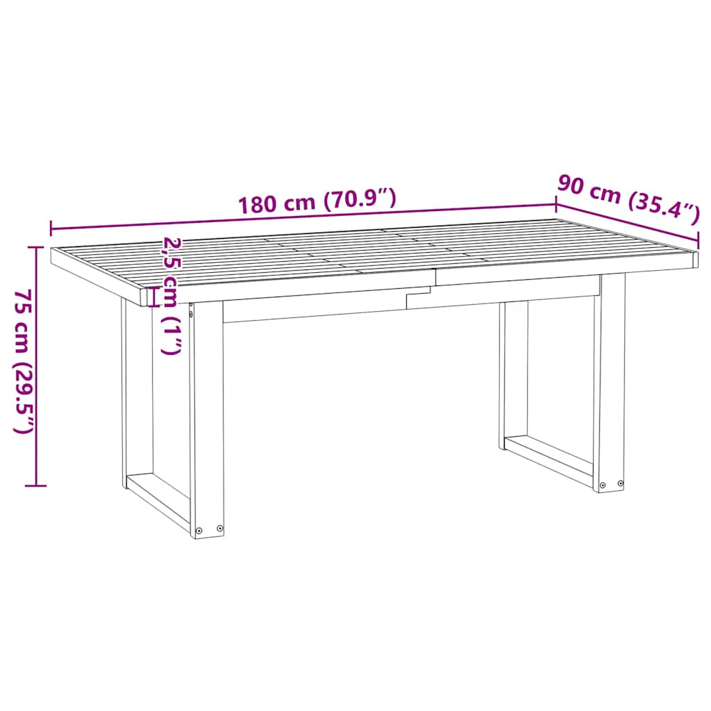 Mesa de jantar NOAIN pernas forma U 180x90x75 cm pinho maciço