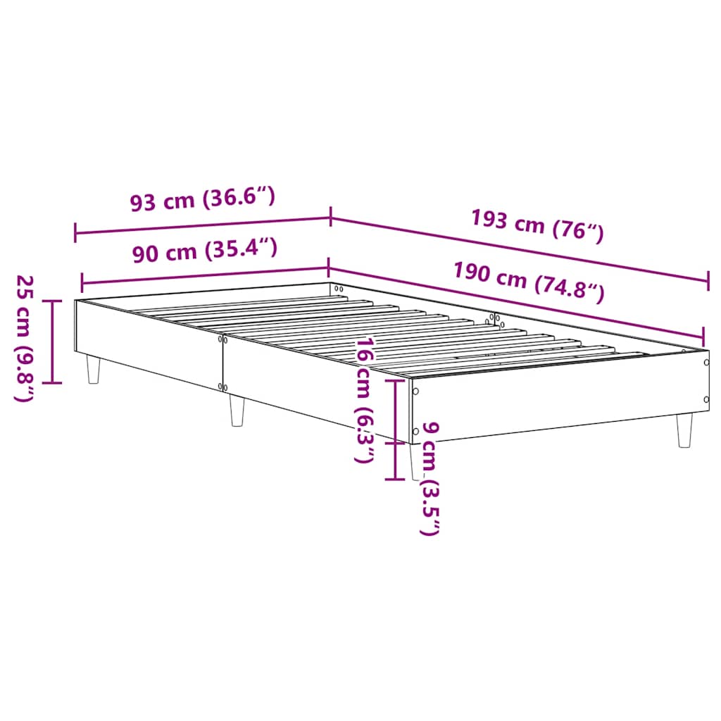 Estrutura de cama s/ colchão 90x190 cm cinza cimento