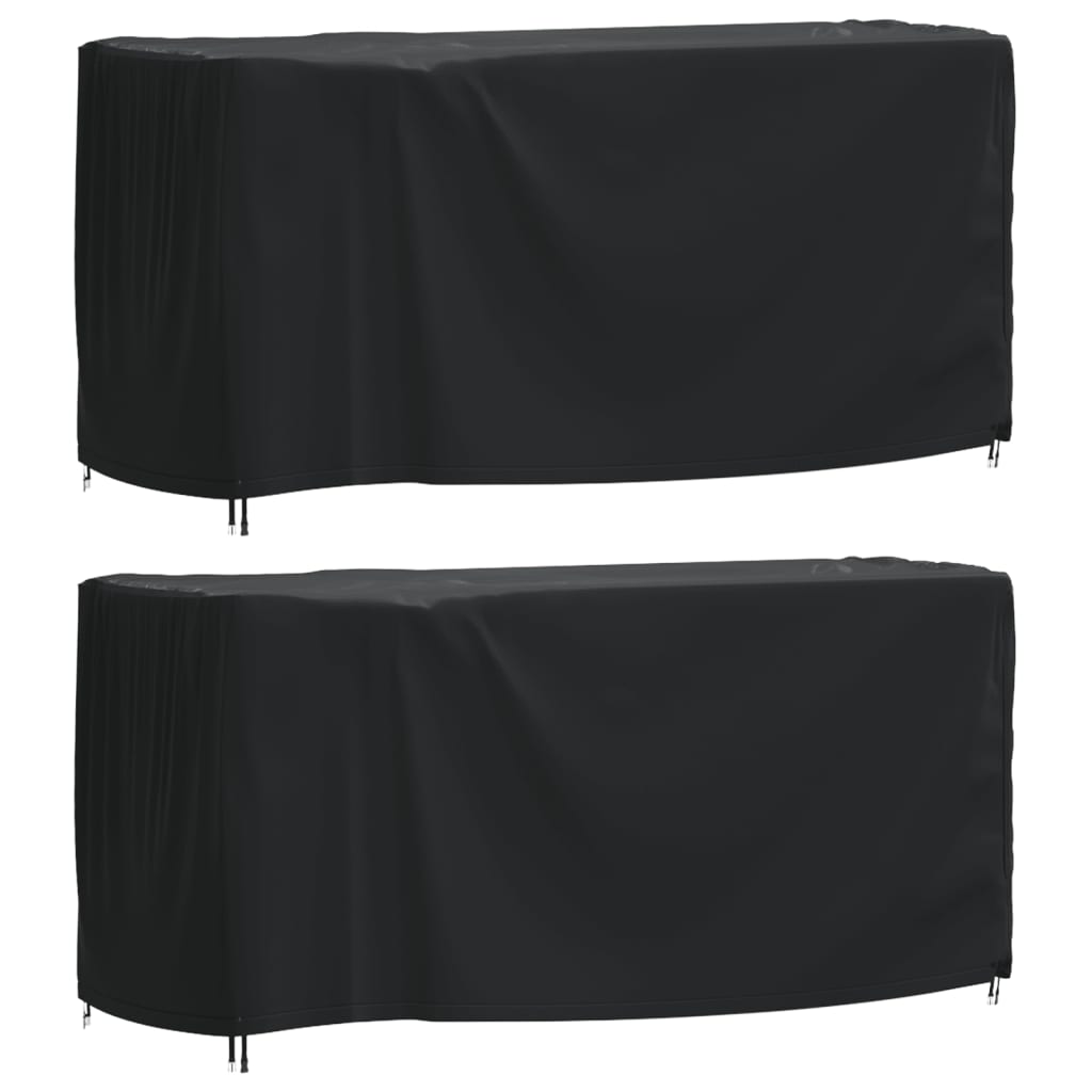 Capas móveis de jardim 2pcs 180x70x90 cm impermeável 420D preto