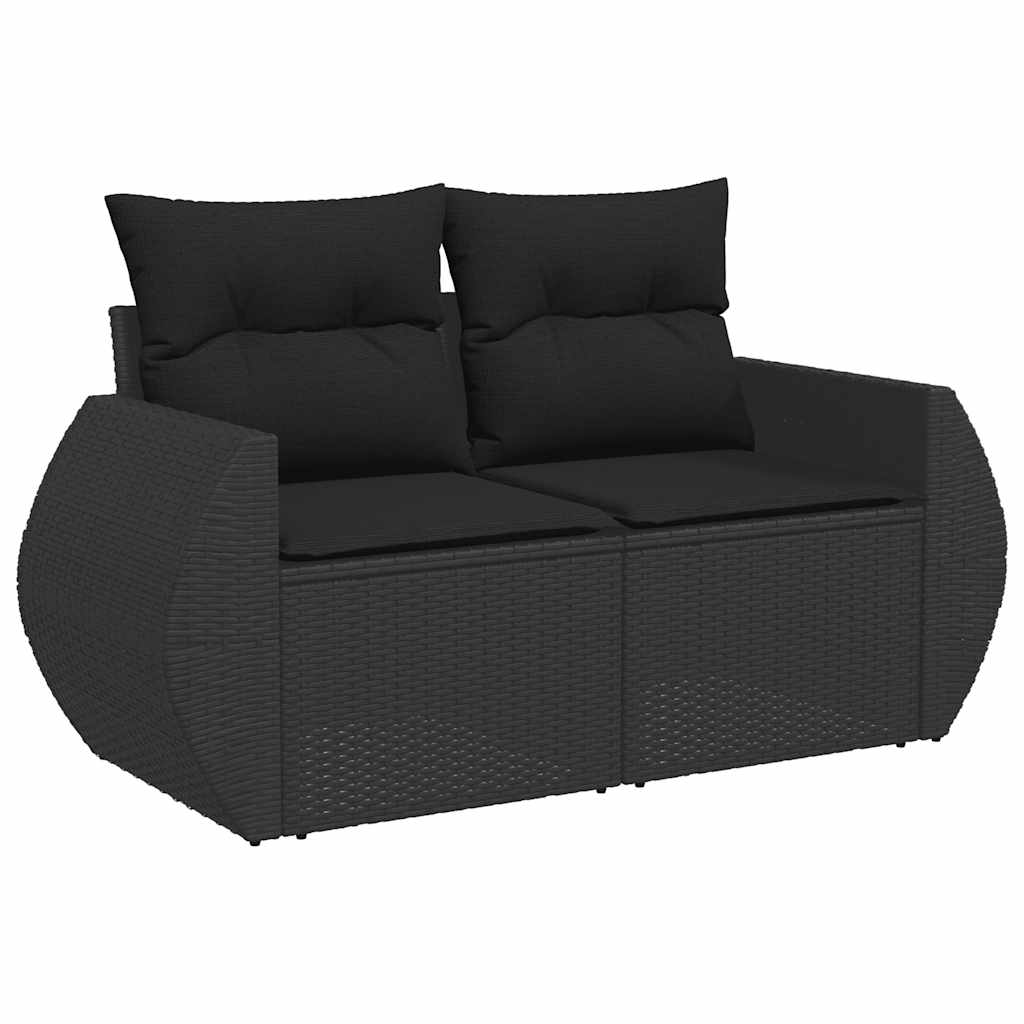 4 pcs conjunto de sofás para jardim c/ almofadões vime PE preto