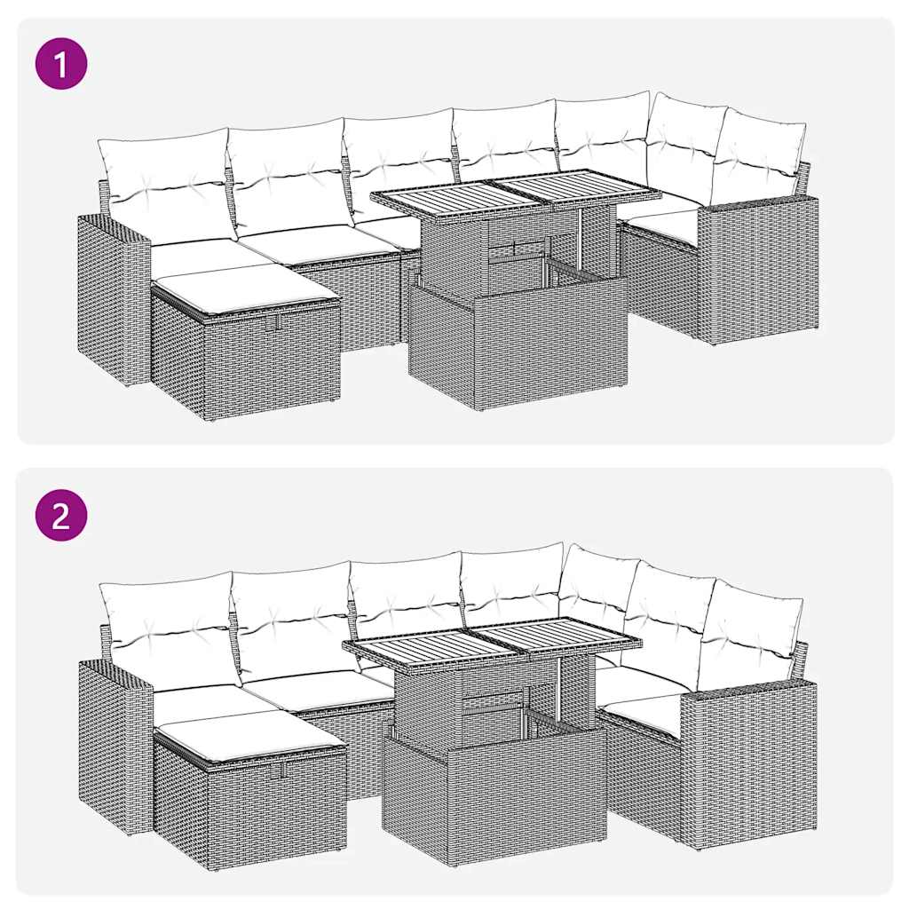 5 pcs conjunto sofás de jardim com almofadões acácia e vime PE