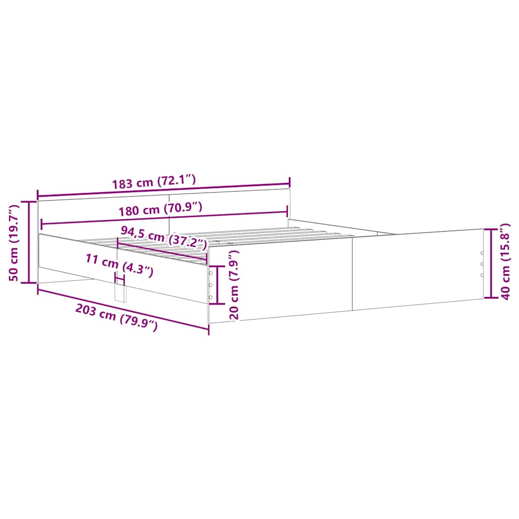 Estrutura de cama sem colchão 180x200cm derivados de madeira