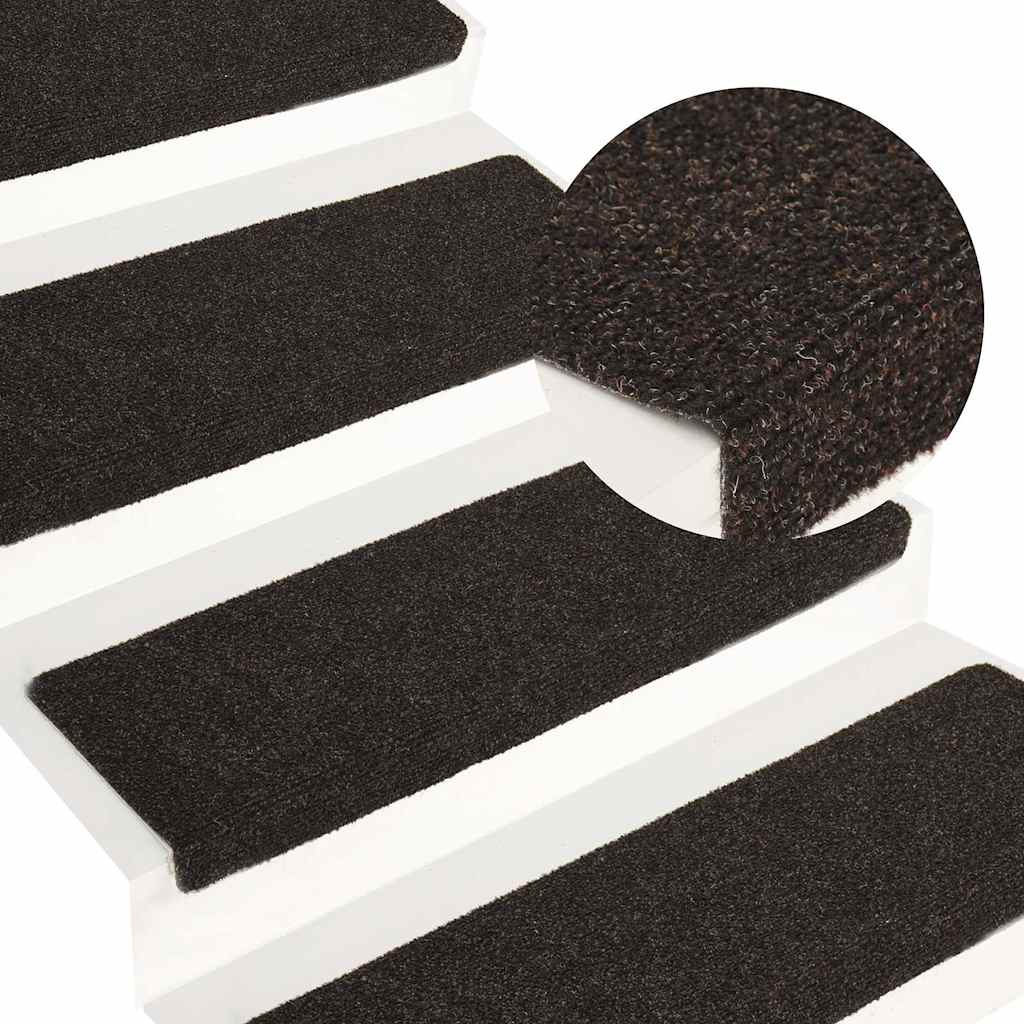 Tapetes de escada autoadesivos 30 pcs 65x21x4cm castanho-escuro