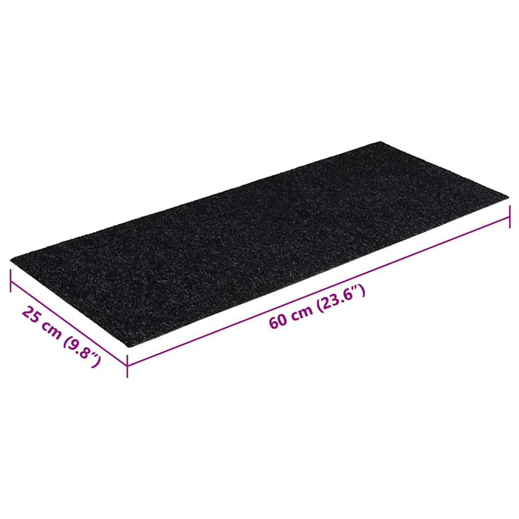 Tapetes de escada adesivos 30 pcs 60x25 cm retangular preto