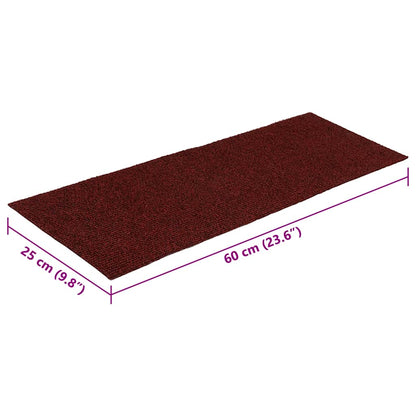 Tapetes de escada adesivos 30 pcs 60x25 cm retangular vermelho