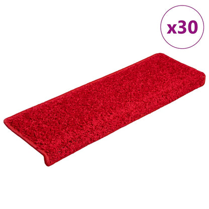 Tapetes de escadas 30 pcs 65x21x4 cm vermelho