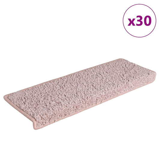 Tapetes de escadas 30 pcs 65x21x4 cm branco e rosa